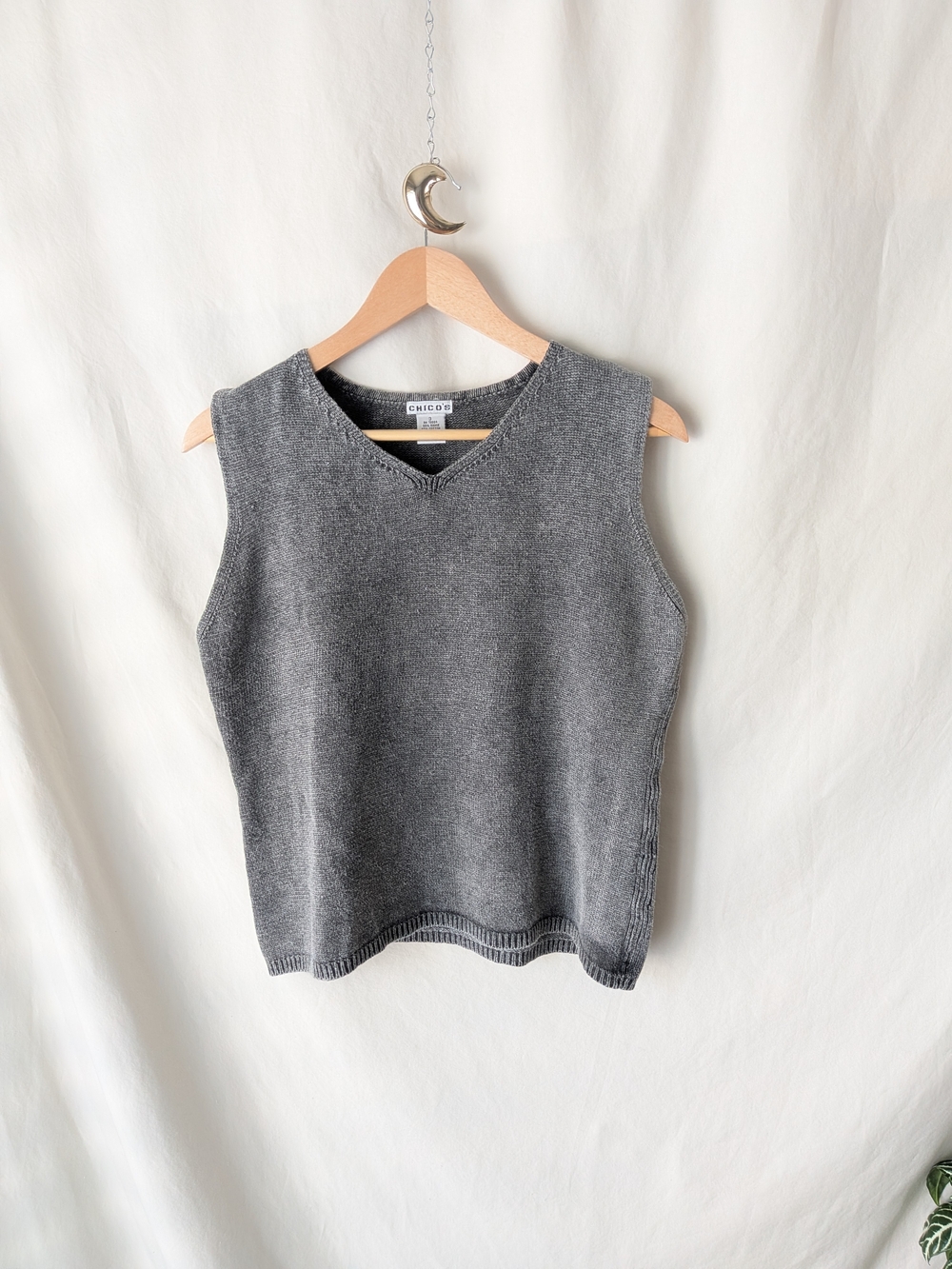 Chico’s Gray Ramie Cotton Sweater Vest